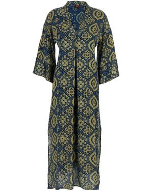 OBIDI 'Jasmine' Dress With V Neckline And All-Over Printed - Green