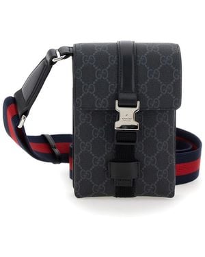 Gucci Crossbody Bag With All-Over Gg Print - Black