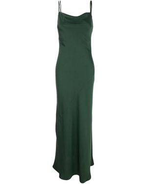 Plain Long Dress With Thin Straps And Pendants On The Back - Green