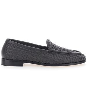 Bottega Veneta Loafers 'Silenzio Intreccio 9X12' With Rounded To - Grey
