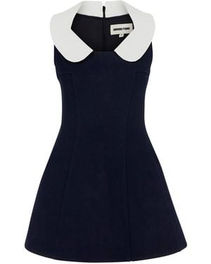 ShuShu/Tong Sleeveless Dress With Contrasting Collar - Blue