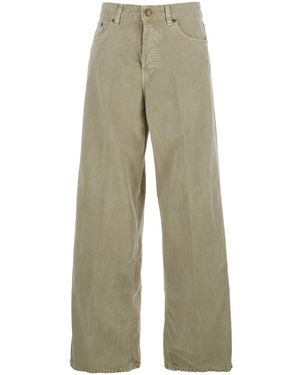 Haikure Khaki Jeans With Belt Loops And Logo Patch On The Back I - Green