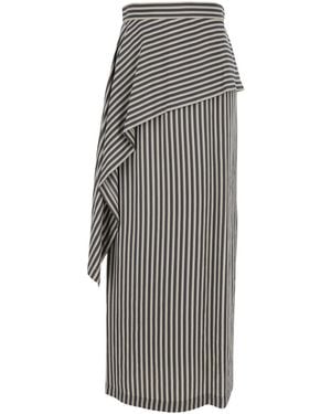Tela "Asymmetrical" Skirt With Striped Viscose For - Gray