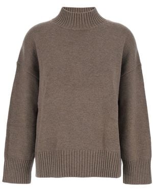 Plain Turtleneck Jumper With Dropped Shoulder - Brown