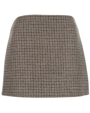 P.A.R.O.S.H. Check Mini Skirt With Wool Details And Colour For Wo - Grey