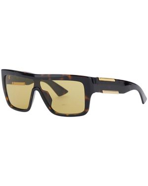 Bottega Veneta Aviator Sunglasses With Square Lenses And Metal Plates On The Side - Brown