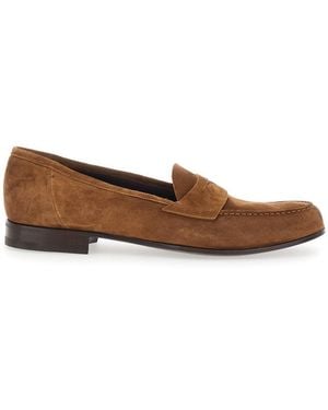Lidfort Loafers With Rounded Toe And Contrast Stitching - Brown