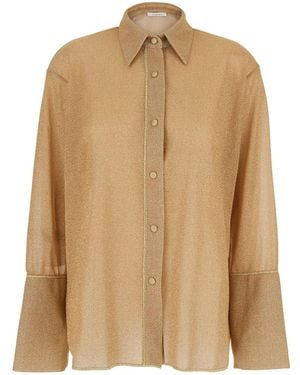 Oséree 'Lumiere' Colored Shirt With Classic Collar And Bell Sleeves - Natural
