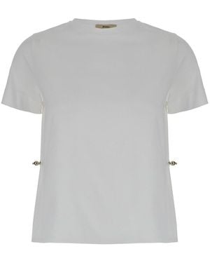 Herno T-Shirt With Drawstring And Cut-Out - Grey