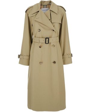 Burberry 'Castleford' Double-Breasted Trench Coat With Waist Belt - Natural