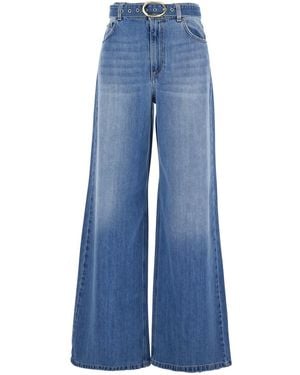 Twinset Five-Pocket Design Jeans With Belt And Faded Effect - Blue
