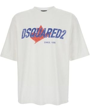 DSquared² T-Shirt With Logo Print On The Front - White