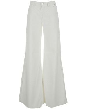 Blumarine Flared Jeans With Wide Leg And Logo Embroidery On The Back - White