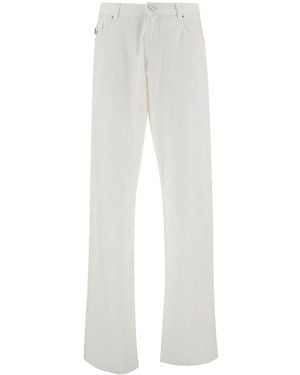 Versace Jeans A Cinque Tasche Con Patch Logo - Bianco