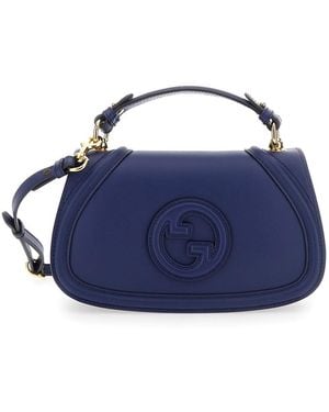 Gucci Borsa A Mano 'Blondie' Con Placca Logo Gg Sul Fronte - Blu
