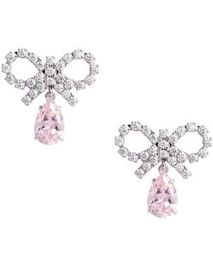 Self-Portrait Earings With Bow Charm And Pendent Droplet Detail I - White