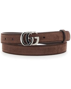Gucci Cintura Con Fibbia Gg - Marrone