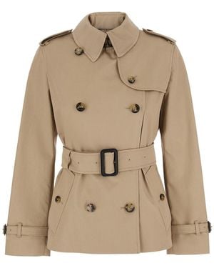 Burberry Jacket With Zip Closure And Front Pockets - Natural