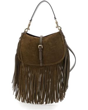Etro Shoulder Bag Crossbody Pony M With Fabric Fringes And For W - Brown