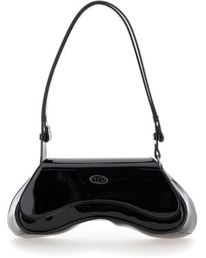 DIESEL 'Play' Shoulder Bag With Logo Plate - Black
