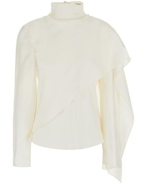 Rohe Top With High Collar And Integrated Scarf - White