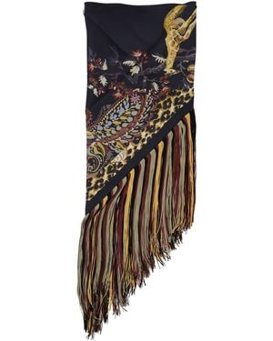 Etro Fringed Scarf With 100% Silk - White