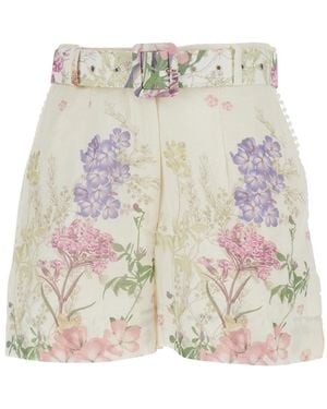 Charo Ruiz 'Pansy' Multicolored Shorts With Waistband And All-Over Floral Print - White