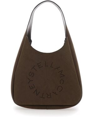 Stella McCartney Shoulder Bag With Maxi Logo Lettering On The Front - Brown