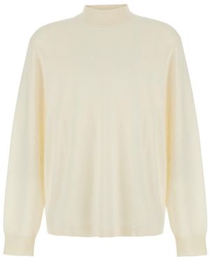 Calvin Klein Merino Turtleneck With High Collar And Long Sleeves - White