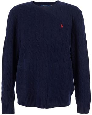 Polo Ralph Lauren Cable Neat Wool Casemere Sweater - Blue