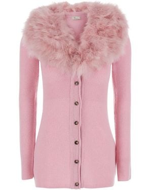 Blumarine Sweater With Round Neck And Long Sleeves - Pink