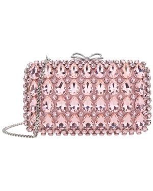 Self-Portrait Satin Crystal Clutch Bag" Clutch Bag With Crystals On The Front - Pink