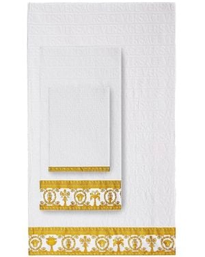 Versace Set Di Asciugamani Con Stampa Barocco - Bianco