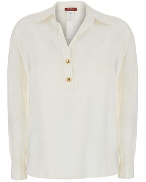 Max Mara Mstaia Shirt With Collar And Long Sleeves - White