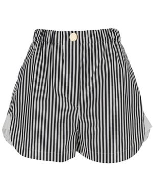 Sportmax And Shorts With All-Over Vertical Striped Motif - Grey
