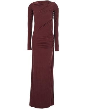ANDAMANE Long Dress With Draping And Cut-Out Back - Purple
