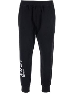 DSquared² Trousers With Elastic Waist And Logo Lettering On The Leg - Black