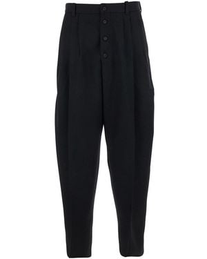Jacquemus Pantaloni Con Chiusura Con Bottoni E Pences Sul Fronte - Nero