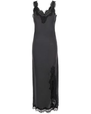 Gold Hawk Long Dress With V-Neck And Spaghetti Straps - Black