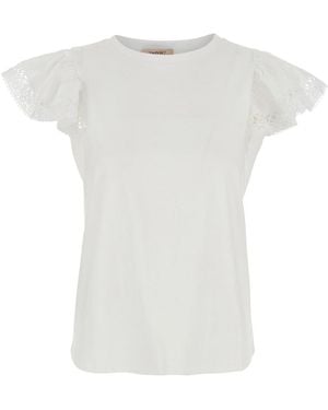 Twinset T-Shirt With Embroidery Details And Round Neck - White