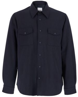 Aspesi Double Shirt With Classic Collar And Long Sleeves - Blue