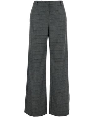 Plain Pants With Striped Motif - Gray