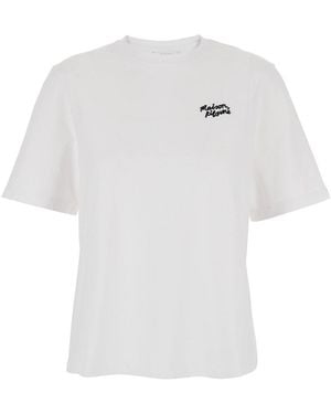 Maison Kitsuné T-Shirt With Logo Lettering Printed On The Front - White
