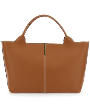 Tod's Borsa Shopping Con Chiusura Magnetica E Dettaglio Logo Inciso In - Marrone