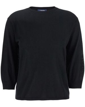 Max Mara Maglia Girocollo Con Maniche A Tre Quarti - Blu