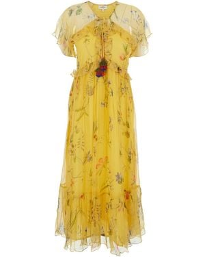 Rene' Derhy 'Madrugada' Long Dress With All-Over Floral Motif And Fri - Yellow