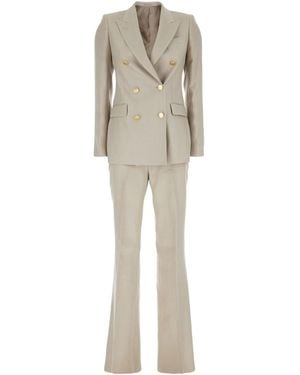 Tagliatore Double-Breasted Suit With Golden Buttons - Natural