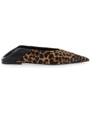 Saint Laurent Ballerinas With Leopard Motif And Foldable Buttress - Black