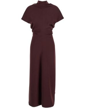 Plain High Neck Dress - Purple