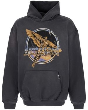 Represent Hoodie With Graphic Print On Front And Back And Faded - Gray